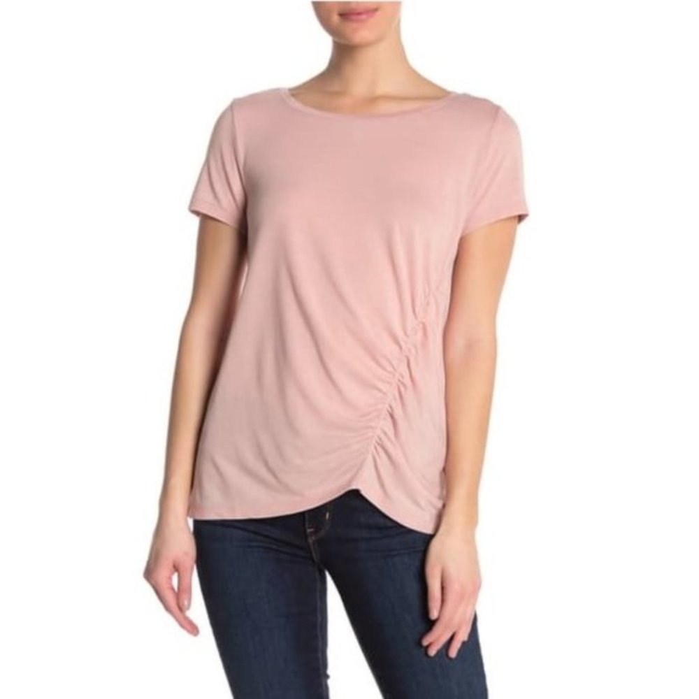 SUSINA Ruched Burnout T-Shirt